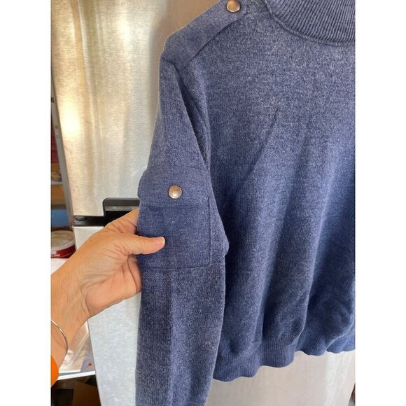 BANANA REPUBLLIC 50%‎ ITALIAN WOOL MEN'S SZ M BLUE WITH SNAP DETAIL - Picture 10 of 15